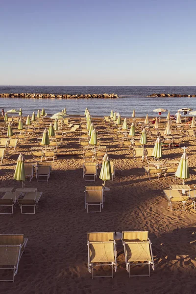 Bellaria Igea Marina Італія Парасольок Жовтої 2020 Beach Parrellas Сонячних — стокове фото