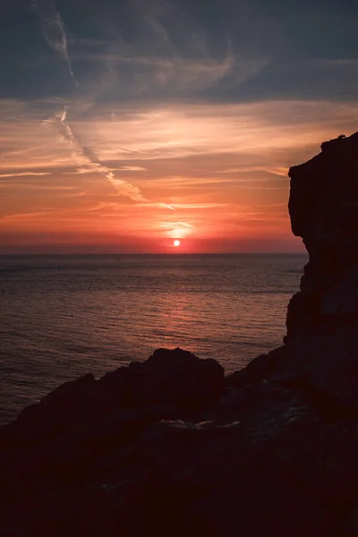 Pôr do sol em Capo Caccia, Sardenha, itália — Fotografia de Stock