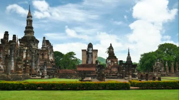 Mahathat Templo Sukhothai Historical Park Tailandia Famosa Atracción Turística Norte — Vídeos de Stock
