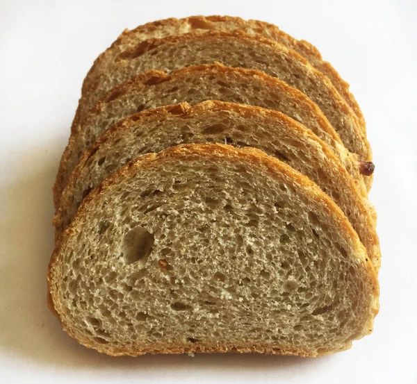 Affettato Lungo Pane Sfondo Bianco — Foto Stock