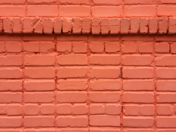 Vecchio Muro Mattoni Dipinto Arancione Con Una Striscia Mattoni — Foto Stock