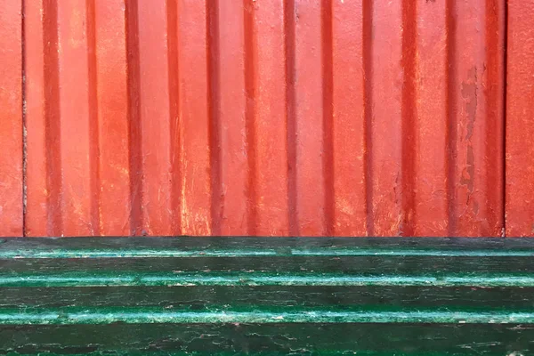 Folha Metal Pintada Painéis Madeira Vermelha Verde Contexto Textura — Fotografia de Stock