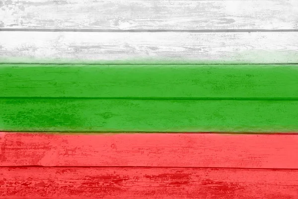 National Flag Bulgaria Painted Old Scratched Boards Watercolor Effect Can — Stock Photo, Image