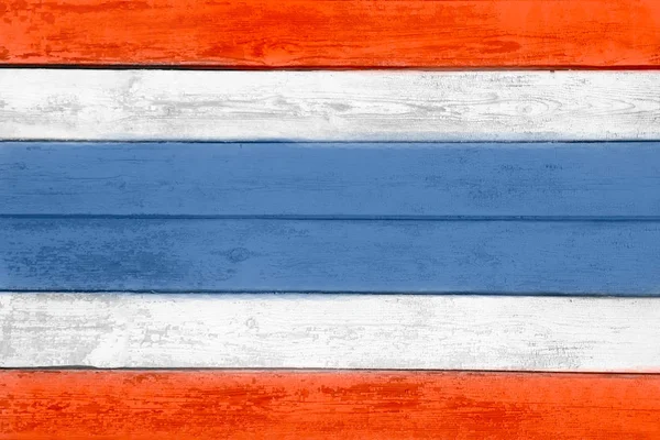Die Thailändische Nationalflagge Ist Auf Alte Zerkratzte Bretter Gemalt Aquarell — Stockfoto