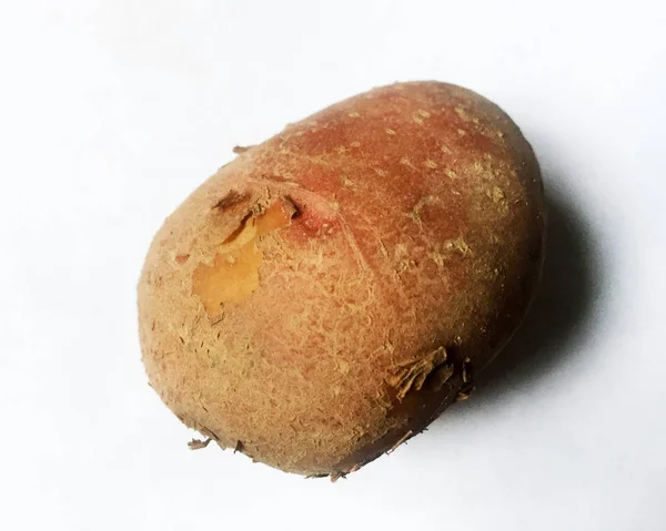 Knollen Großer Neuer Kartoffeln Auf Weißem Hintergrund Großaufnahme Isolieren — Stockfoto