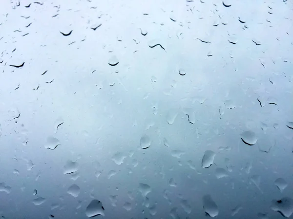 Drops Rain Glass Clouds Window — Stock Photo, Image