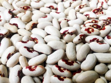 Sade bir ışık arka plan üzerinde soyulmuş beyaz fasulye. Close. Arka plan ve doku.