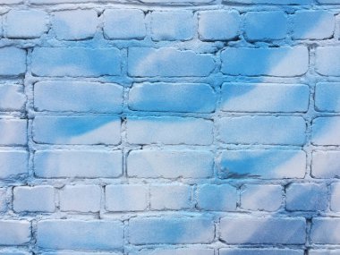 Lekeli eski sıva. Boyalı mavi tuğla duvar. Soyut Tuğla duvar Arka plan doku. Modern stil tasarım ev ev iç, yakın