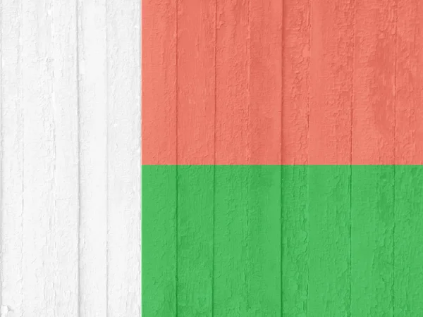 Nationale Vlag Van Republiek Madagaskar Geschilderd Oude Bekraste Planken Aquarel — Stockfoto