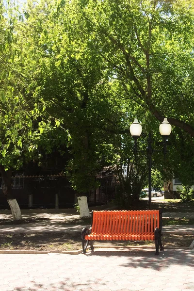 Pad Utcai Lámpa Városi Parkban Nyáron — Stock Fotó