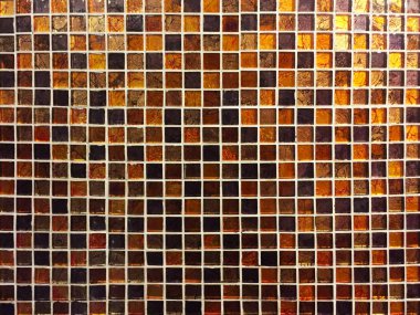 Kahverengi ve kehribar renklerde küçük kare fayans Mozaik. Bu ilginç bir güzel arka plan, doku ve iç olarak kullanılabilir.