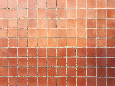 Duvarın bir kısmı parlak kahverengi renkte küçük kare mozaik karolar ile dekore edilmiştir. Arka plan, doku ve iç olarak kullanılabilir.