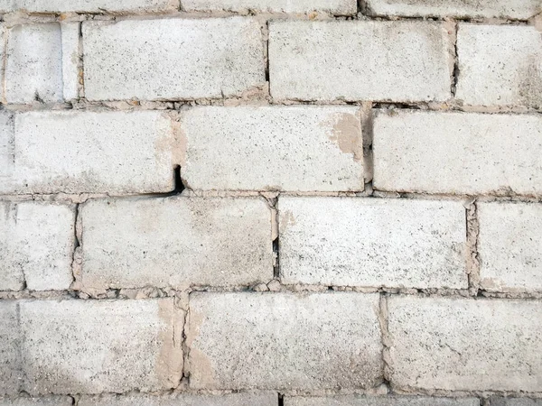 Alte Steinmauer Weiße Betonklötze Hintergrund Und Textur — Stockfoto