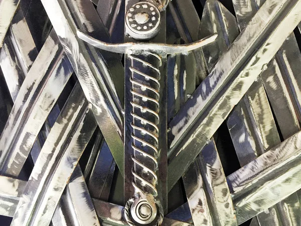 Oude Metalen Ridderlijke Zwaarden Messen Interessante Achtergrond Textuur — Stockfoto