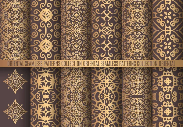 Golden Arabesque Patterns — Stock Vector