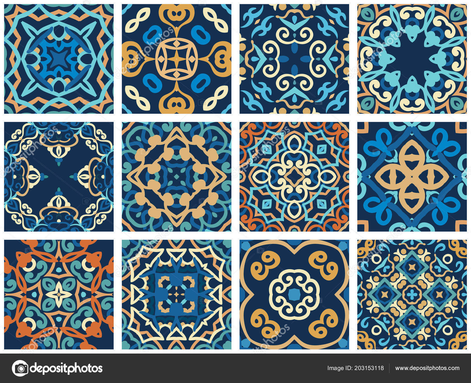 Arabic Decorative Tiles Stock Vector C Amovitania 203153118