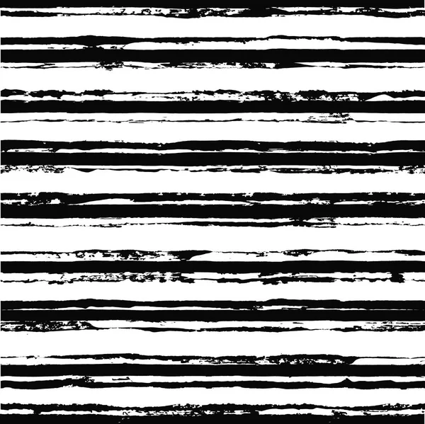 Patrón de rayas negras irregulares sin costura dibujado a mano impresión — Vector de stock