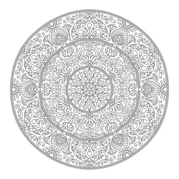 Mandala Coloring Page Elemento de design de flor para livro de cores adulto — Vetor de Stock