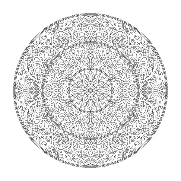 Mandala Coloring Page Elemento de design de flor para livro de cores adulto — Vetor de Stock