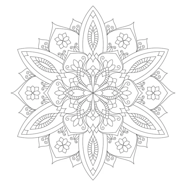 Mandala Coloring Page Elemento de design de flor para livro de cores adulto — Vetor de Stock