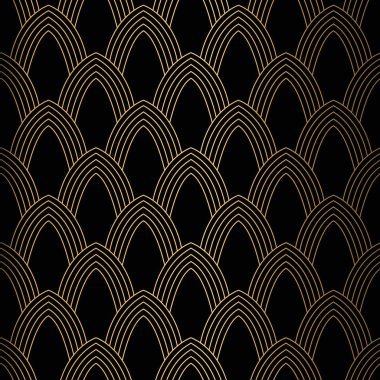 Art Deco Pattern. Seamless black and gold background. clipart