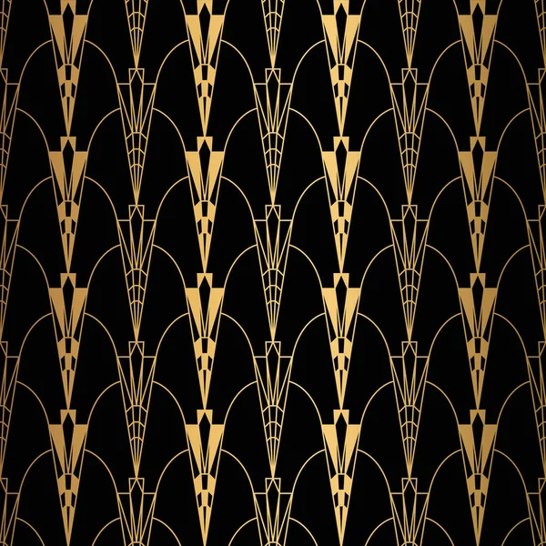Art Deco minta. Zökkenőmentes fekete-arany háttér. — Stock Vector
