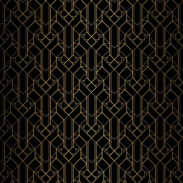 Patrón Art Deco. Fondo negro y dorado sin costuras . — Vector de stock