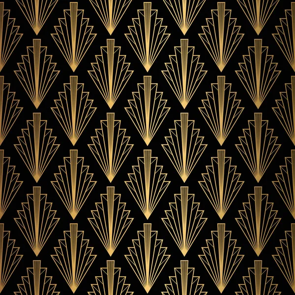 Σχέδιο Art Deco. Απρόσκοπτη μαύρο και χρυσό φόντο. — Διανυσματικό Αρχείο