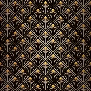 Art Deco Pattern. Seamless black and gold background. clipart