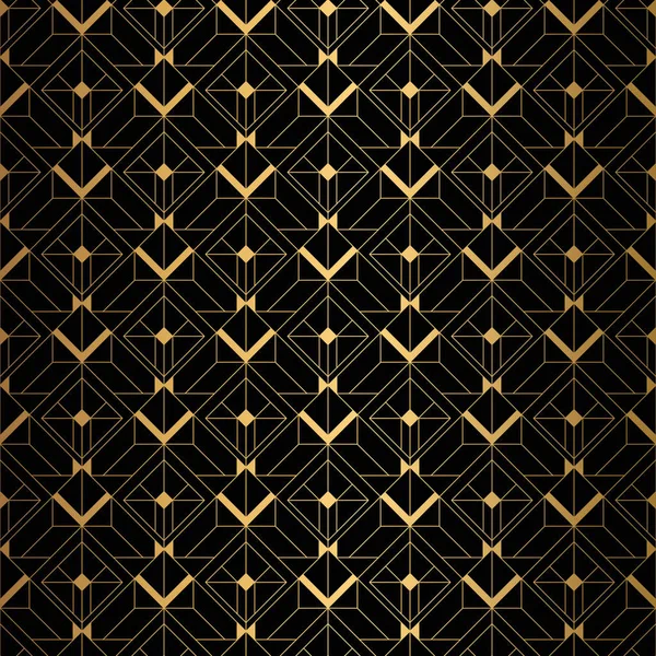 Art Deco-mönster. Sömlös svart och guld bakgrund. — Stock vektor