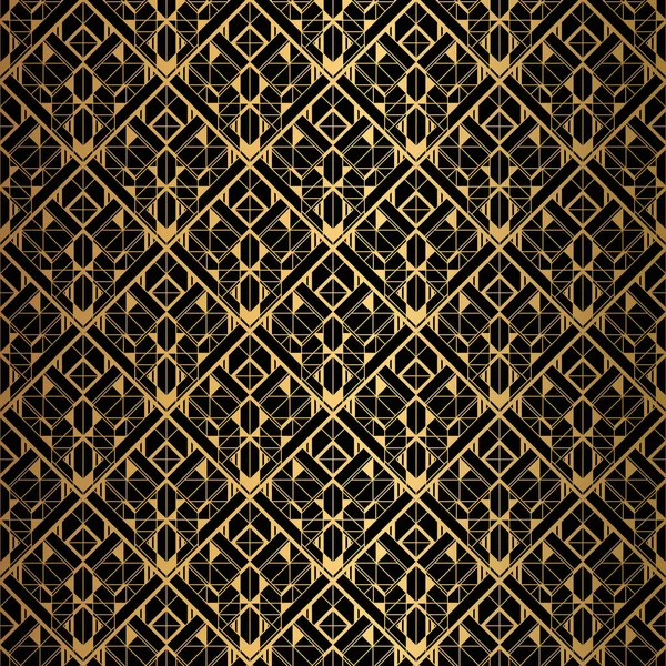 Art Deco Muster. Nahtlose schwarze und goldene Hintergrund. — Stockvektor
