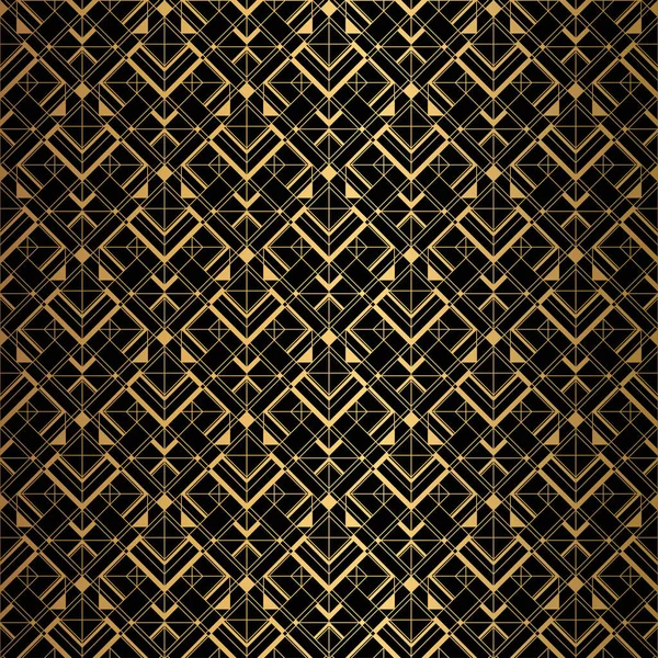 Padrão Art Deco. Fundo preto e dourado sem costura . — Vetor de Stock