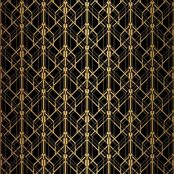 Art Deco-mönster. Sömlös svart och guld bakgrund. — Stock vektor
