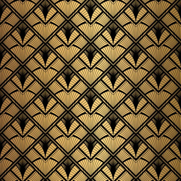 Art Deco patroon. Naadloze zwarte en gouden achtergrond. — Stockvector
