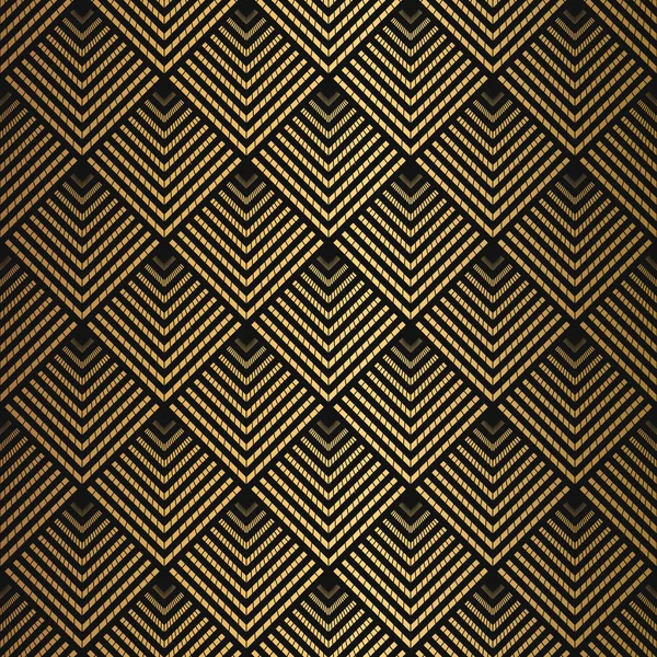 Art Deco Pattern. Seamless black and gold background. — Stock Vector