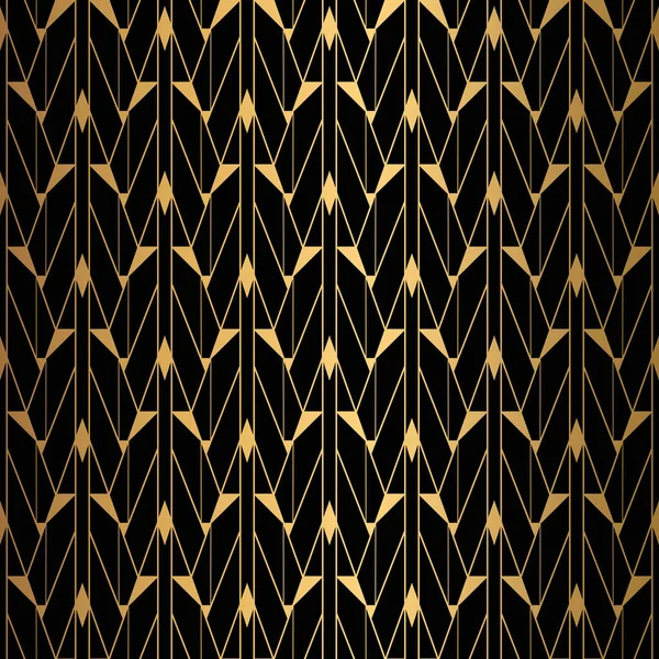 Art Deco Muster. Nahtlose schwarze und goldene Hintergrund. — Stockvektor