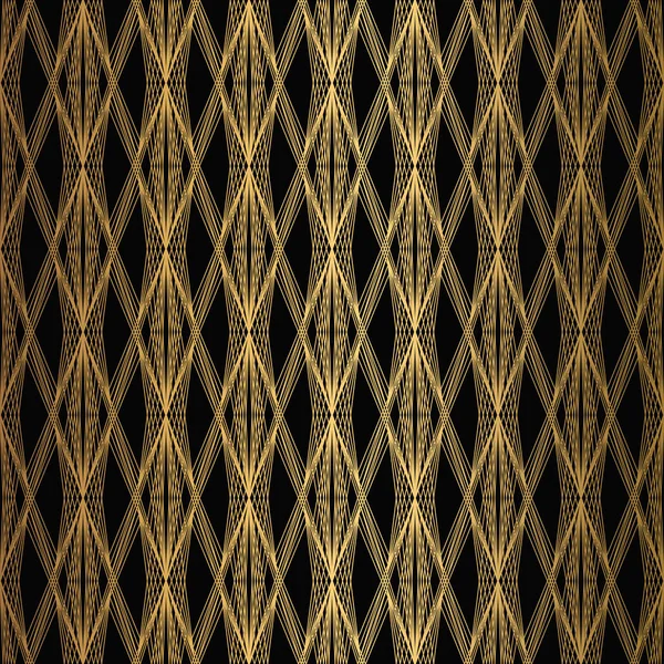 Patrón Art Deco. Fondo negro y dorado sin costuras — Vector de stock