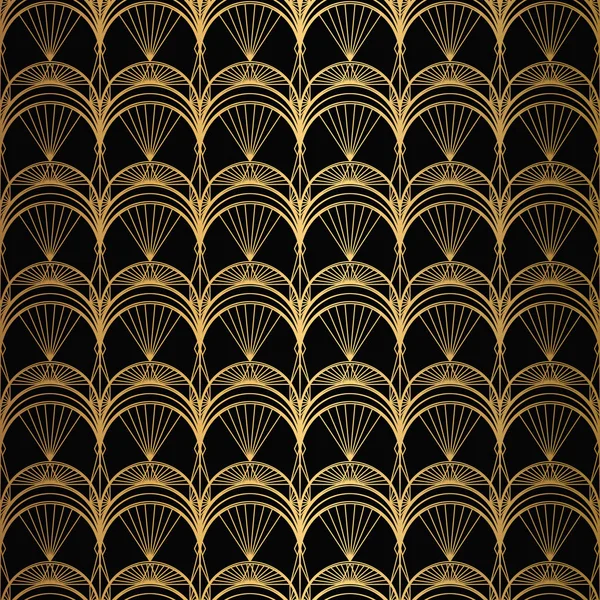 Wzór Art Deco. Płynne czarne i złote tło — Wektor stockowy