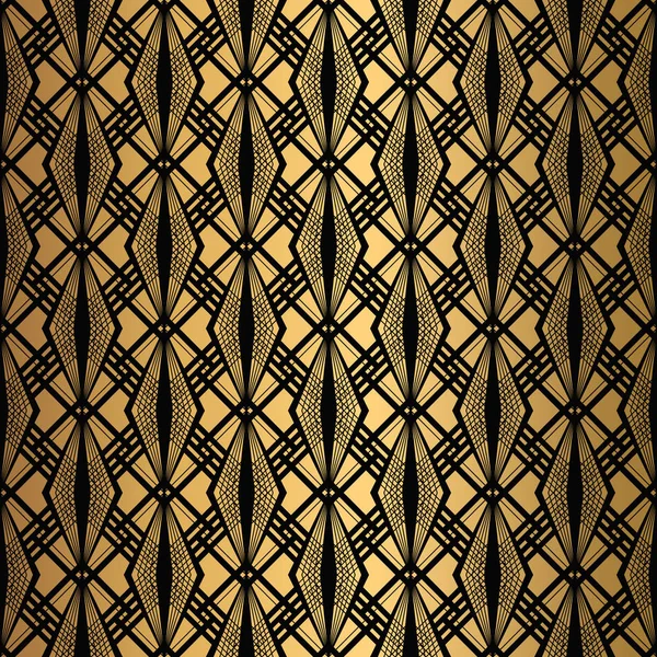 Art Deco Muster. Nahtlose schwarze und goldene Hintergrund — Stockvektor