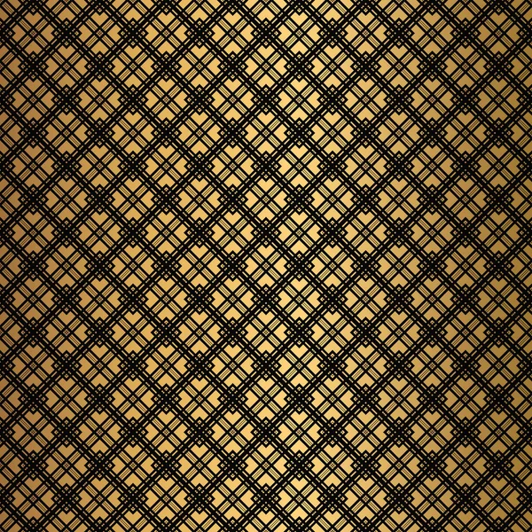 Padrão Art Deco. Fundo preto e dourado sem costura — Vetor de Stock