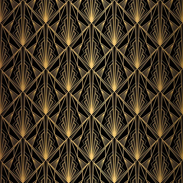 Art Deco Deseni. Kusursuz siyah ve altın arkaplan — Stok Vektör
