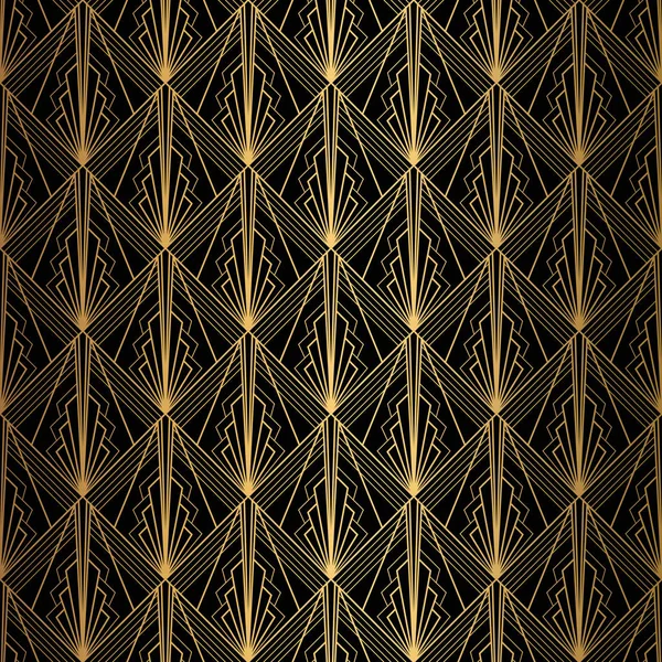 Art Deco Pattern. Seamless black and gold background — Stock Vector