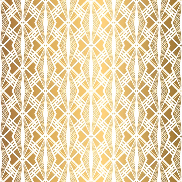 Art Deco Muster. Nahtlose weiße und goldene Hintergrund — Stockvektor