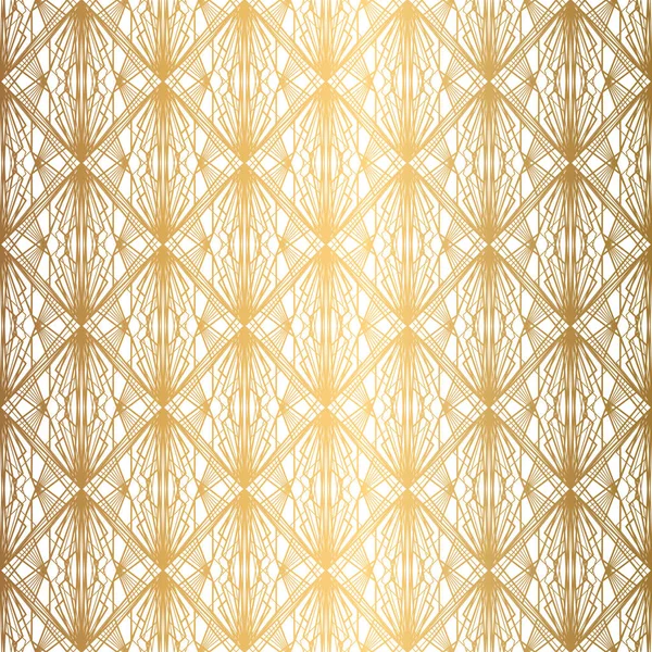 Padrão Art Deco. Fundo branco e dourado sem costura — Vetor de Stock