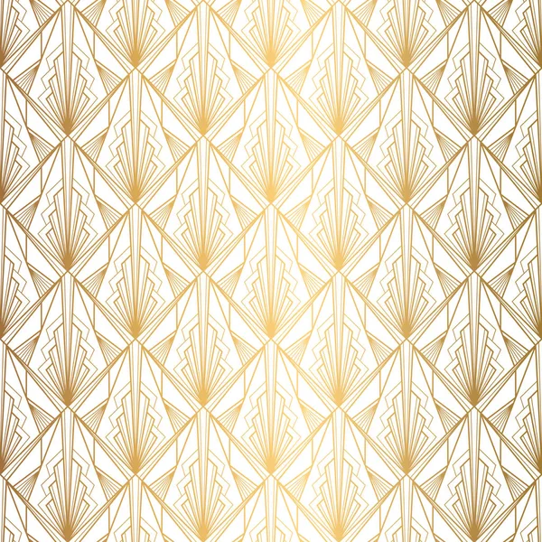 Padrão Art Deco. Fundo branco e dourado sem costura — Vetor de Stock