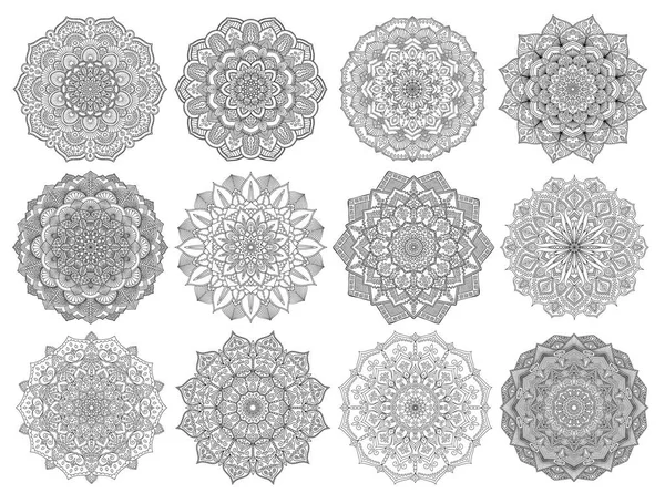 Mandala's voor kleuren boek kleur paginaset. — Stockvector