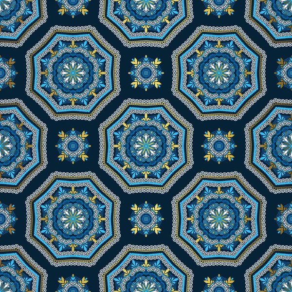 Goldenen und blauen Hintergrund. Luxus orientalischen nahtlosen Muster — Stockvektor