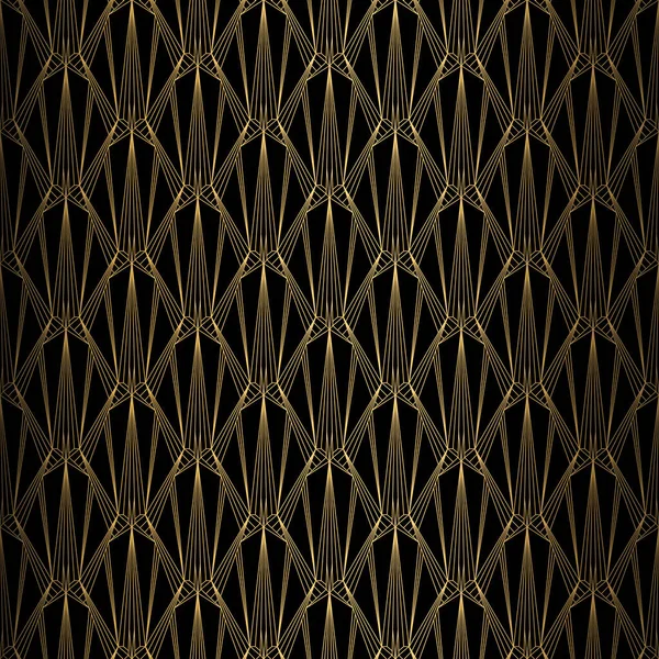Patrón Art Deco. Vector fondo negro dorado — Vector de stock