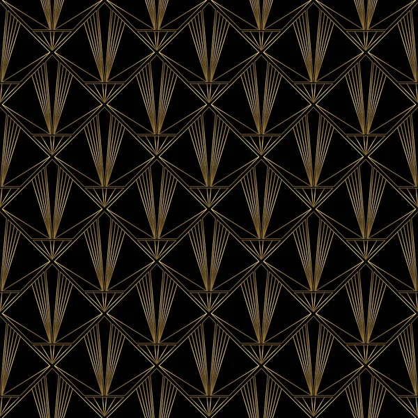 Art Deco Muster. Vector gold schwarzer Hintergrund — Stockvektor
