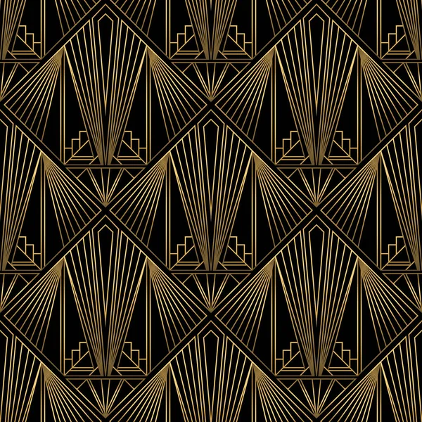 Patrón Art Deco. Vector fondo negro dorado — Archivo Imágenes Vectoriales